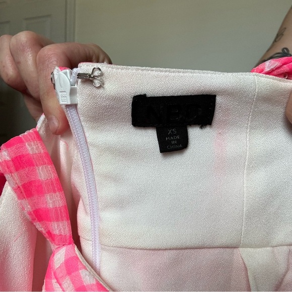 NBD Pink Gingham Rita Mini Dress Size XS - Picture 6 of 6